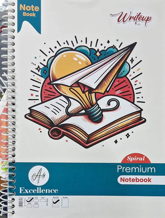 Writeup Spiral Premium Notebook (A4 Size, 200 Pages) Ruled Notebook