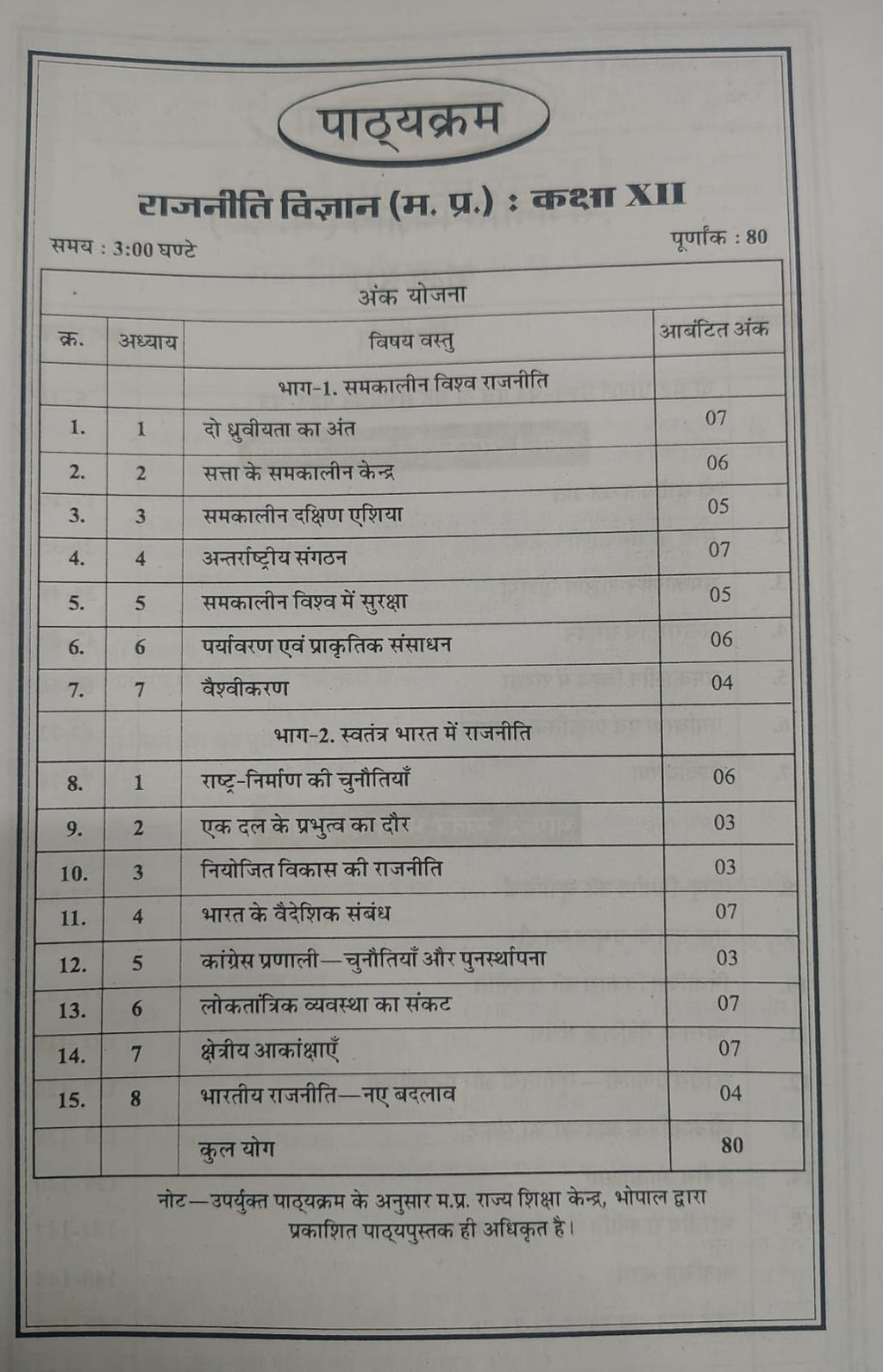 Navbodh Pariksha Bodh Rajniti Vigyan Class 12 2027 (Hindi Medium)