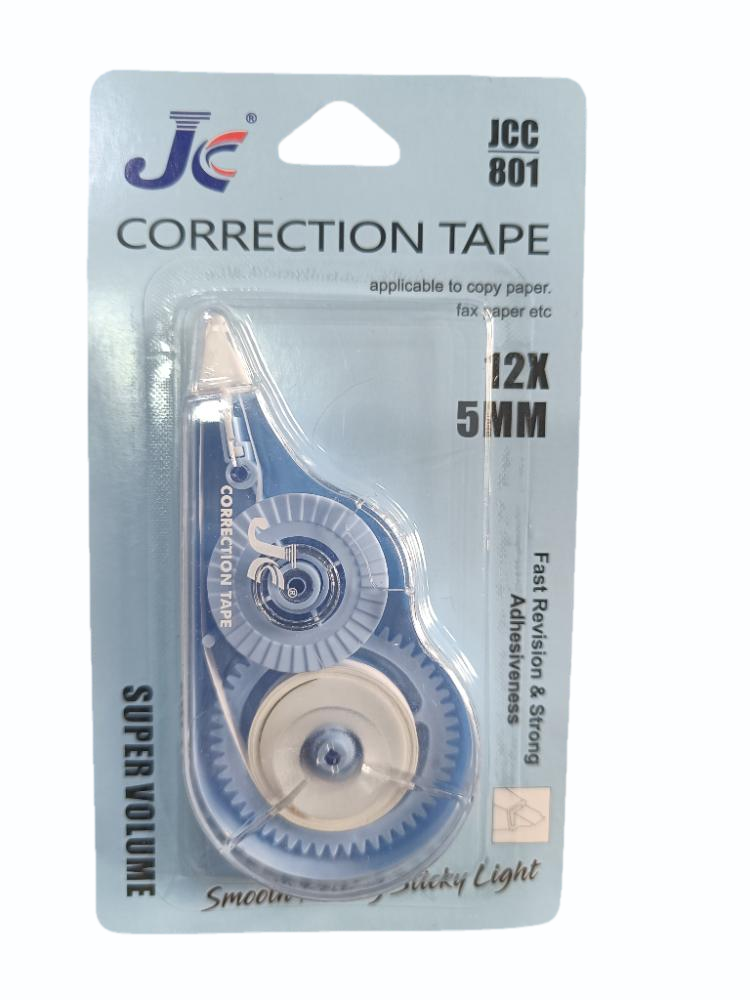 JC Correction Tape 12m x 5mm – Smooth & Easy Correction Tape