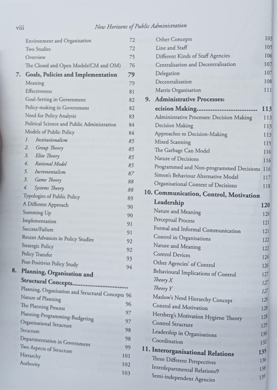 Jawahar New Horizons of Public Administration by Mohit Bhattacharya (English Medium)