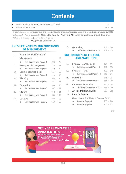 Oswaal CBSE Question Bank Class 12 Business Studies Solved Papers 2026