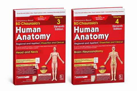 CBS - B D Chaurasia's Human Anatomy Volume 3 & 4 Set (11th Edition) with Free Workbook and Mind Maps (English Medium)
