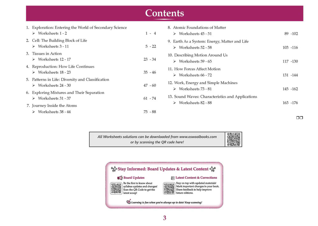 Oswaal - CBSE Workbook Science Standard (Exploration) for class 9th (English Medium)