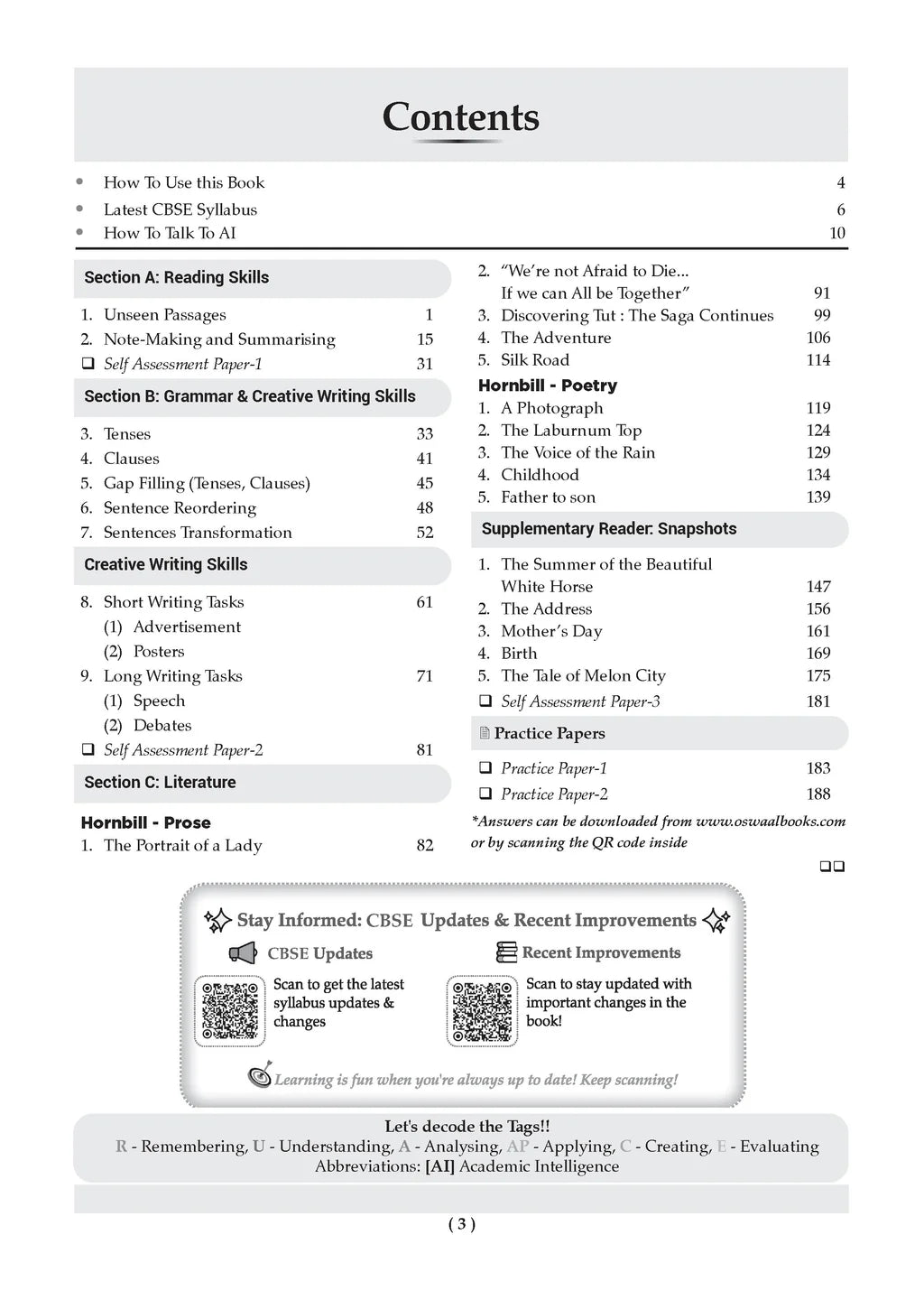 Oswaal Class 11 English Core CBSE Question Bank Chapter-wise & Topic-wise Solved Papers Edition 2027 (English Medium)