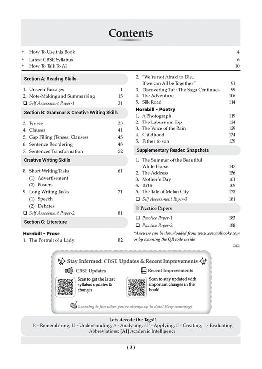Oswaal Class 11 English Core CBSE Question Bank Chapter-wise & Topic-wise Solved Papers Edition 2027 (English Medium)