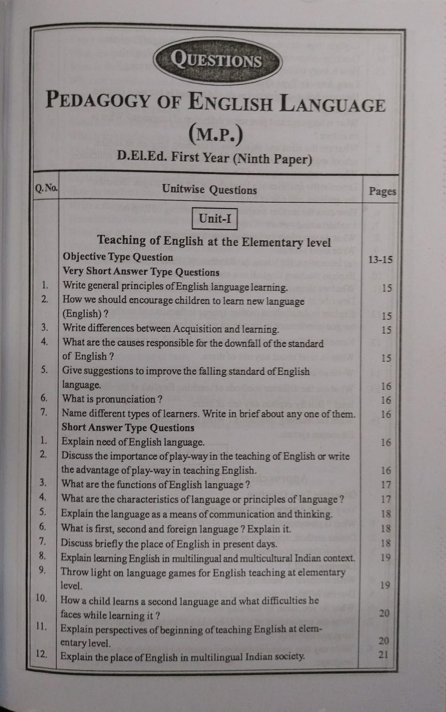Navbodh DLED 1st Year – Pedagogy of English Language (Paper 9) [English]