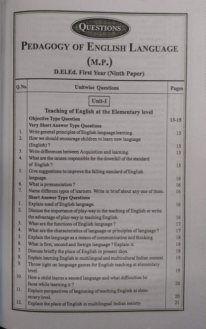 Navbodh DLED 1st Year – Pedagogy of English Language (Paper 9) [English]