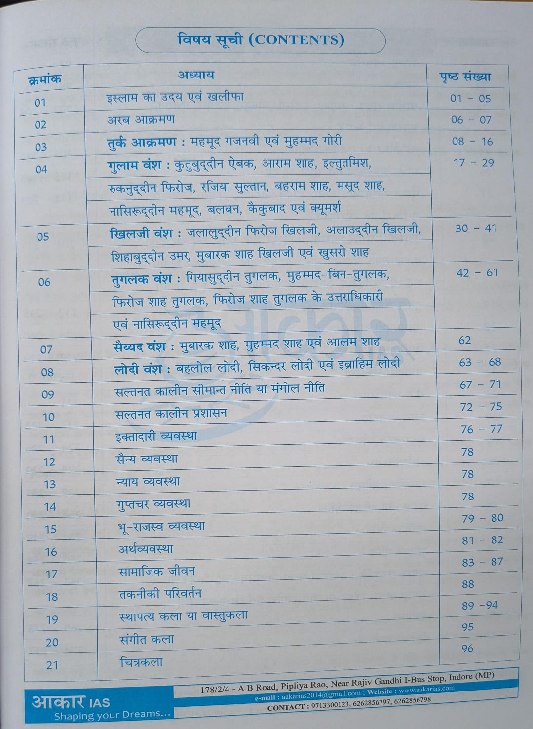 Aakar IAS MPPSC Mains Paper-1, Part-1, Unit-1 Itihas Evam Sanskriti: Madhyakalin Bharat ka Itihas (Hindi Medium)