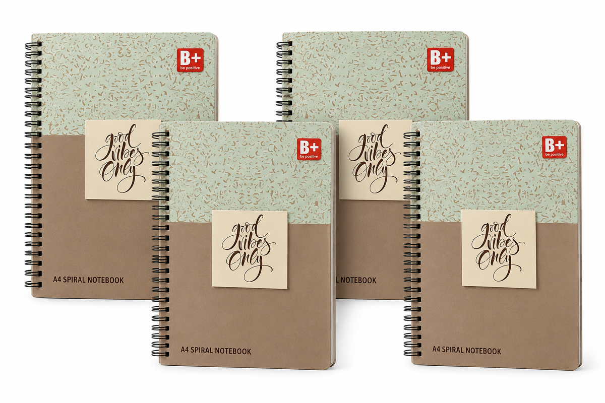 B+ Premium A4 Spiral Case Bound Notebooks Combo Set of 4 – 160 Pages Each | Front Cover Design May Vary | Hard Cover (Ruled)