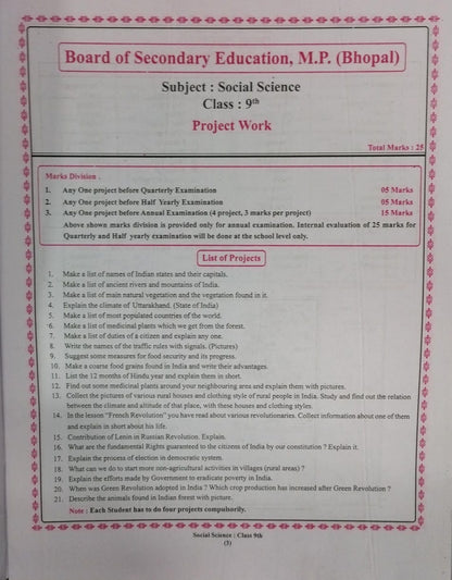 Navbodh Project Book – Social Science – Class 9th [English Medium]