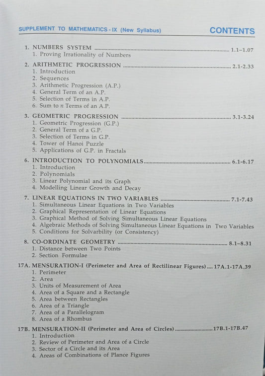 Dhanpat Rai Mathematics Supplement Class 9 Additional Topics R.D. Sharma 2026-27 Letest Edition (English Medium)