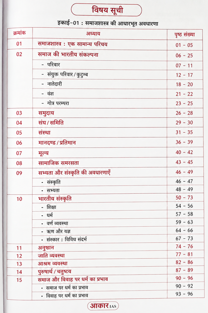 Aakar IAS MPPSC Mains Paper-2, Part-2, Unit-1,2,3 Samajshastra (Hindi Medium)