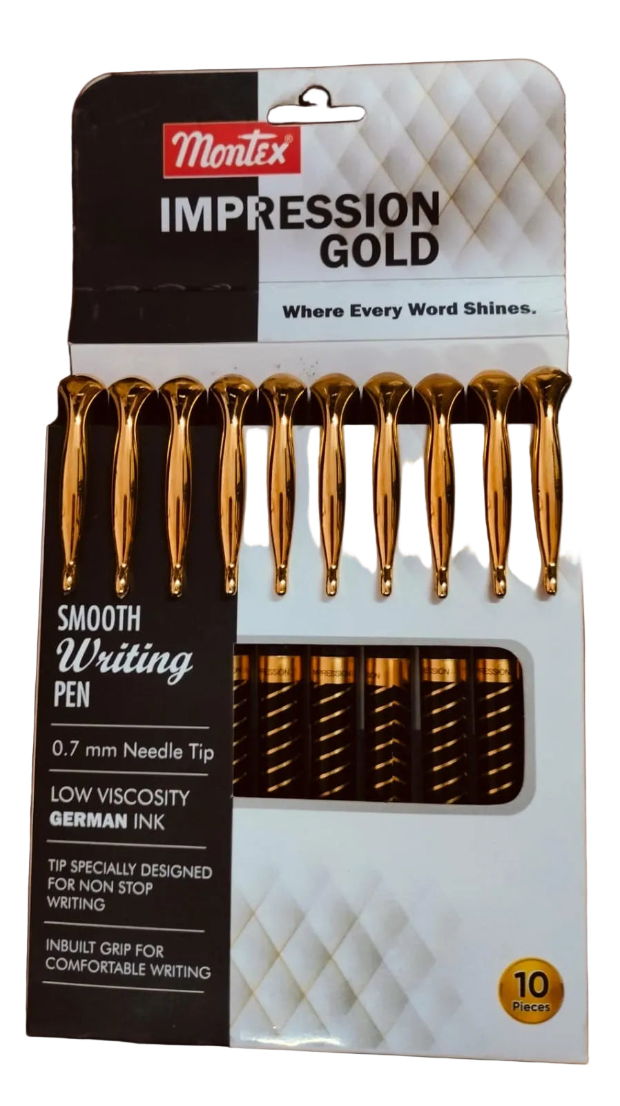 Montex Impression Gold 0.7mm Ball Pen – Pack of 10 Pieces