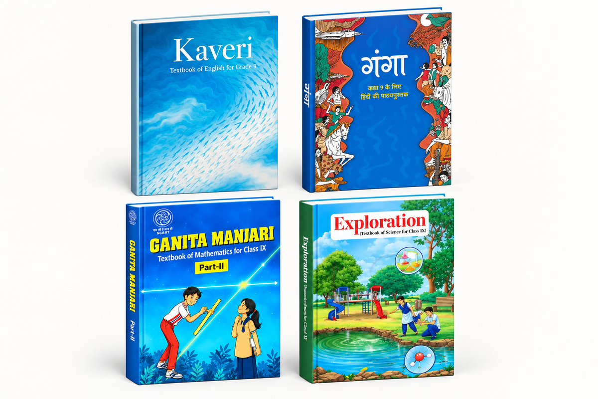 Class 9th NCERT English + Hindi + Maths (Part 2) + Science Combo | Complete Book Set New Edition (2026-2027)