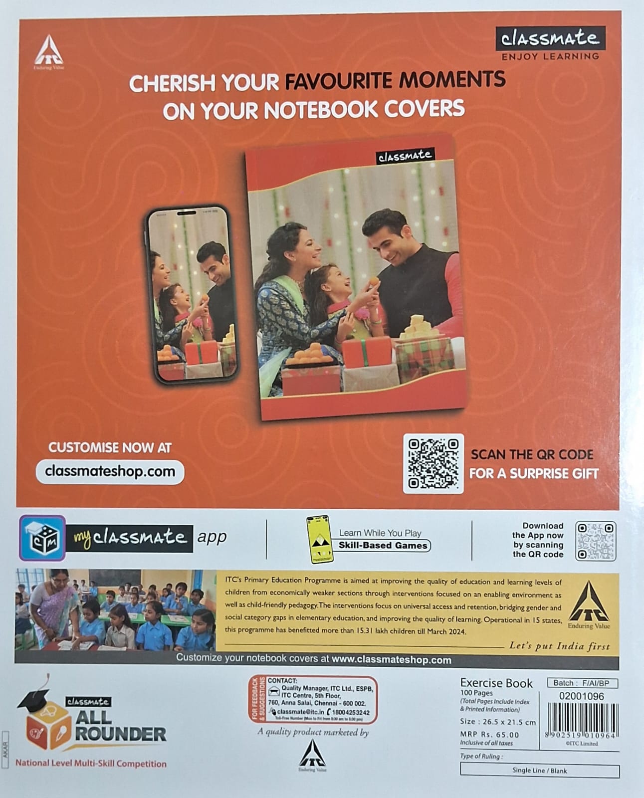 Classmate – Practical Notebook Biology, Hard Cover, 100 Pages, Single Line & Blank Pages