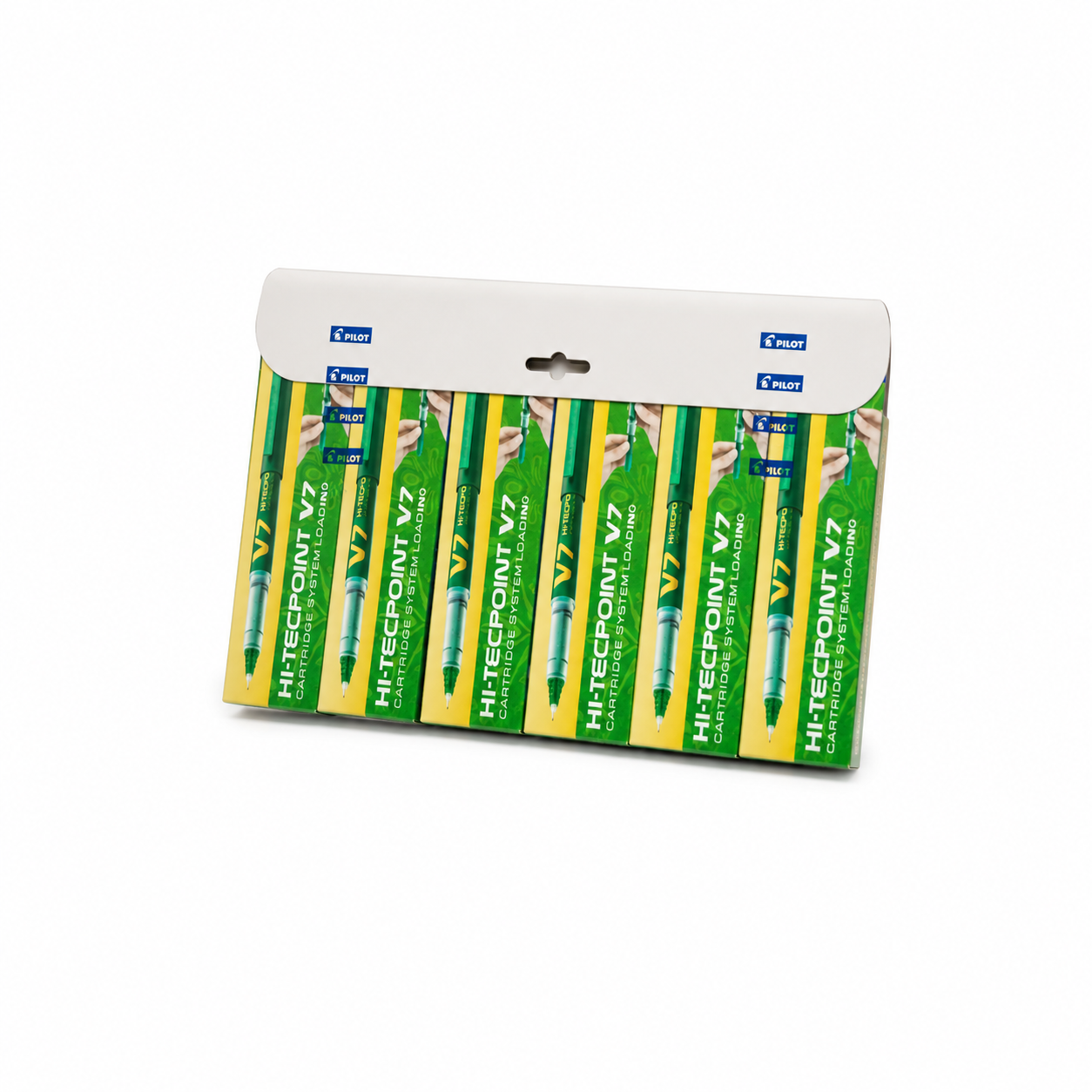 Pilot Hi-Tecpoint V7 Cartridge System Pure Liquid Ink Pen Set of 6 Green | Smooth Roller Pen