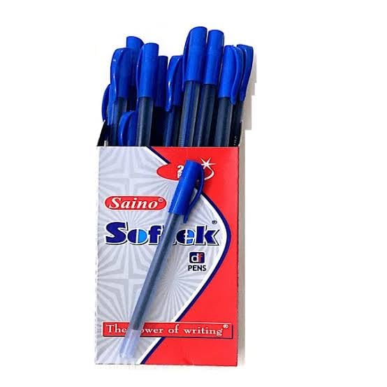 Saino Softek DF Pens Blue – Smooth Ball Pens (Pack of 20)