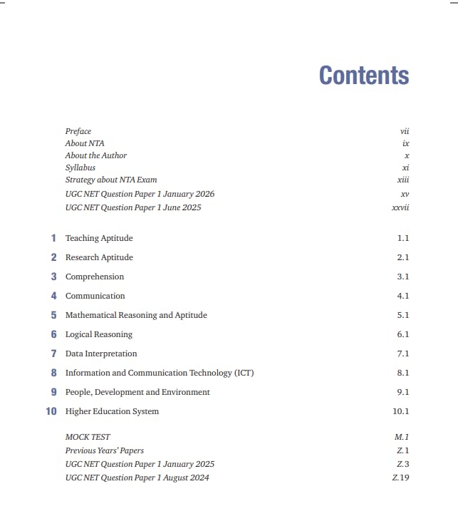 Pearson - NTA/UGC Teaching and Research Aptitude 2026 (Paper-1) by K.V.S. Madaan (10th Edition) English Medium