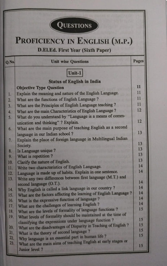 Navbodh DLED 1st Year – Proficiency in English (Paper 6) [English]