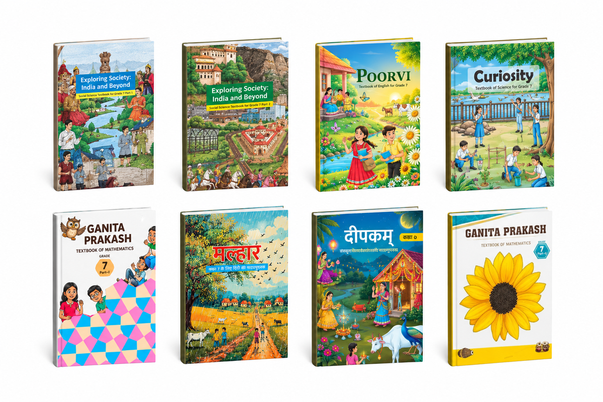 NCERT Class 7 Books Combo Set of 8 Maths (Part 1 & 2), Science, English, Hindi, Social Science (Part 1 & 2) & Sanskrit (English Medium)