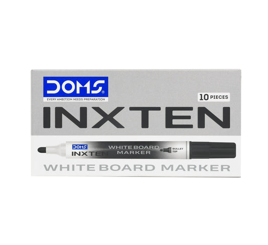 Doms Inxten Whiteboard Marker 10 Piece Black | Bold & Smooth Writing Marker