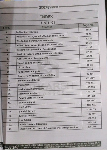 Utkarsh MPPSC Pre – Indian Polity [English]