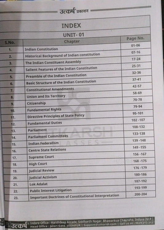 Utkarsh MPPSC Pre – Indian Polity [English]