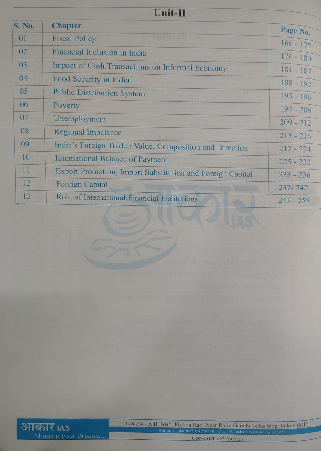 Aakar IAS MPPSC (Pre-cum-Mains) Economics Paper-3 Part-A Unit-1 & 2 (English Medium)