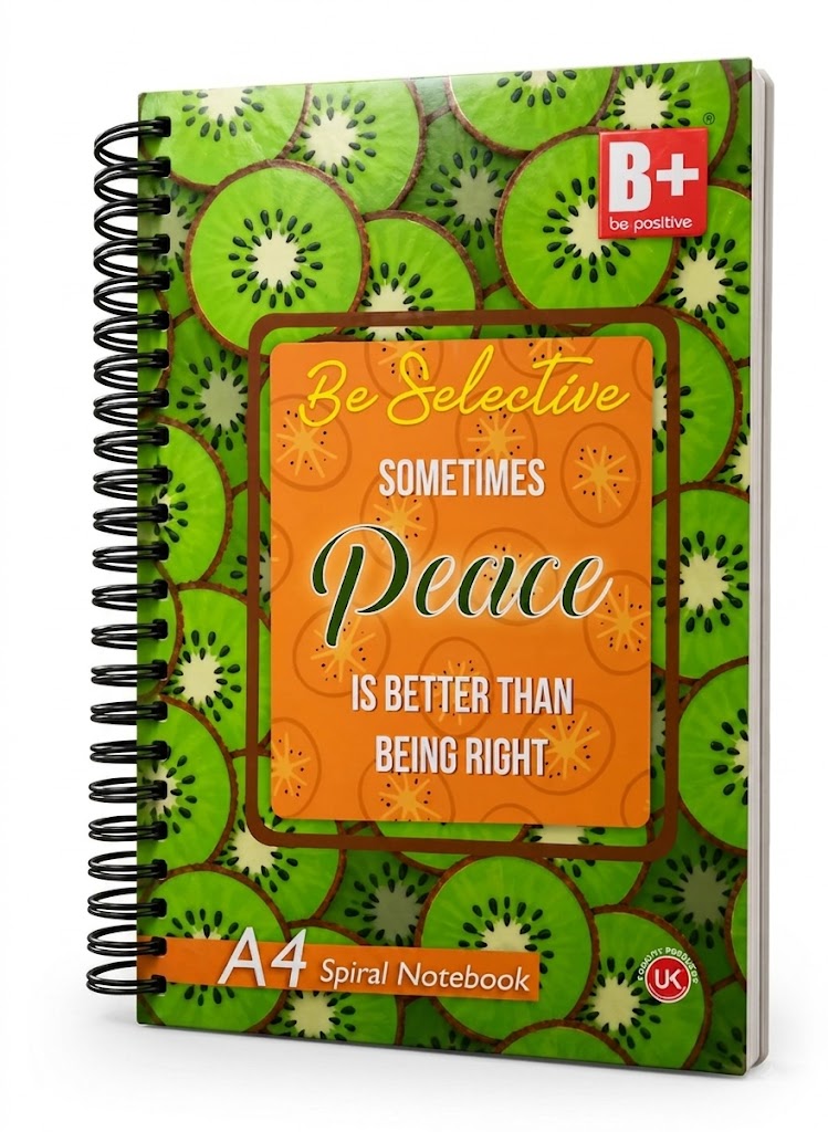 B+ Be Positive A4 Spiral Notebook, 600 Pages, Single Line,
