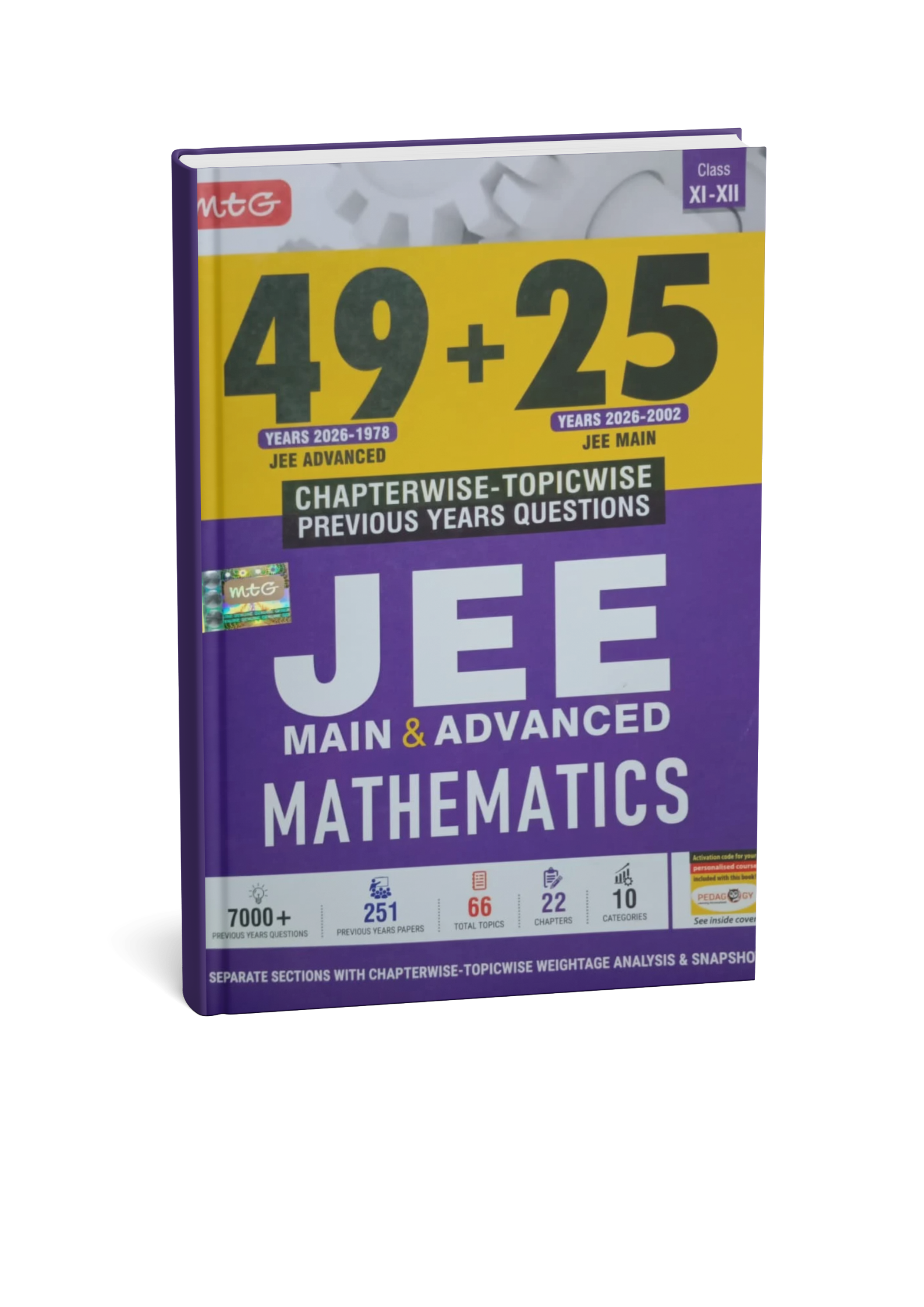 MTG 49+25 Years Mathematics JEE Main & JEE Advanced (Class 11-12) Chapterwise-Topicwise Previous Years Solved Papers (English Medium)