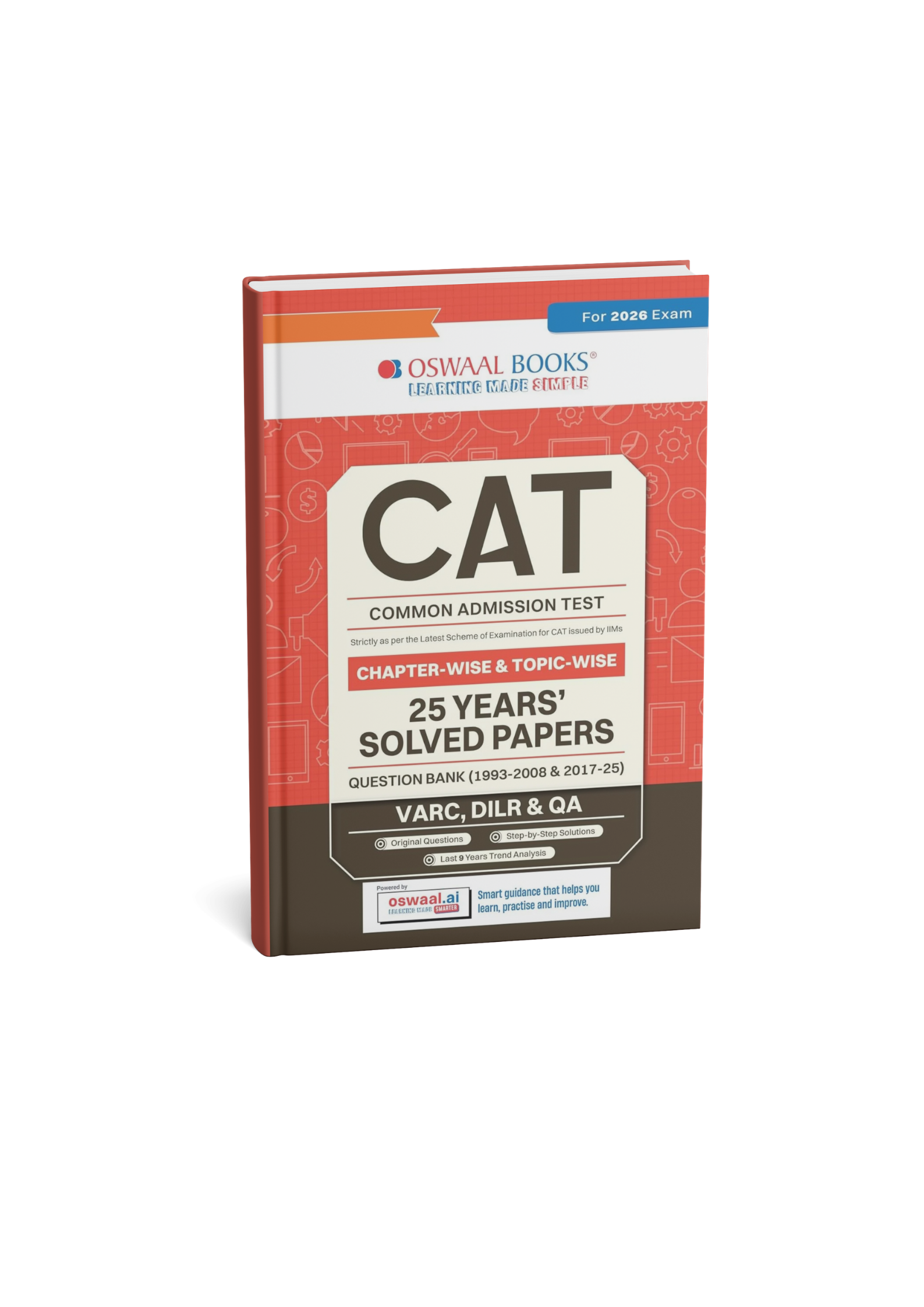 Oswaal CAT (Common Admission Test) 25 Years Solved Papers (1993–2008 & 2017–2025) (English Medium)