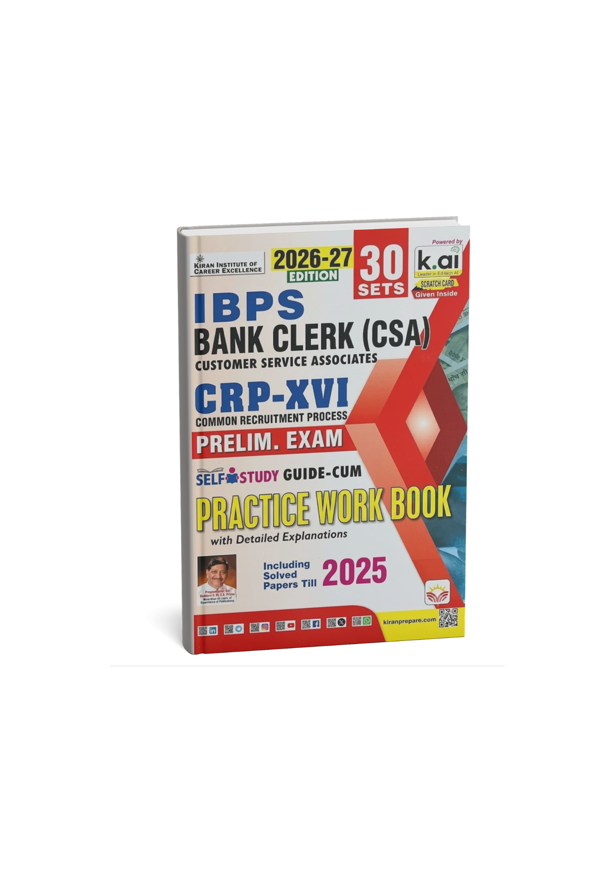 Kiran IBPS Bank Clerk (CSA) Customer Service Associates CRP-XVI Common Recruitment Process Prelim. Exam Self Study Guide-Cum Practice Work Book (2026-27 Edition)