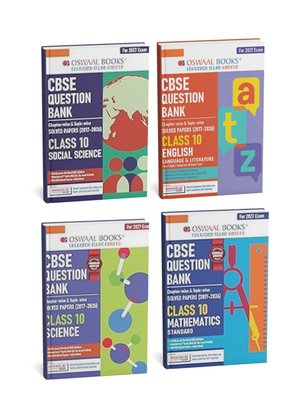 Oswaal Class 10 CBSE Question Bank Set – English, Mathematics, Science, Social Science (4 Books)English Medium