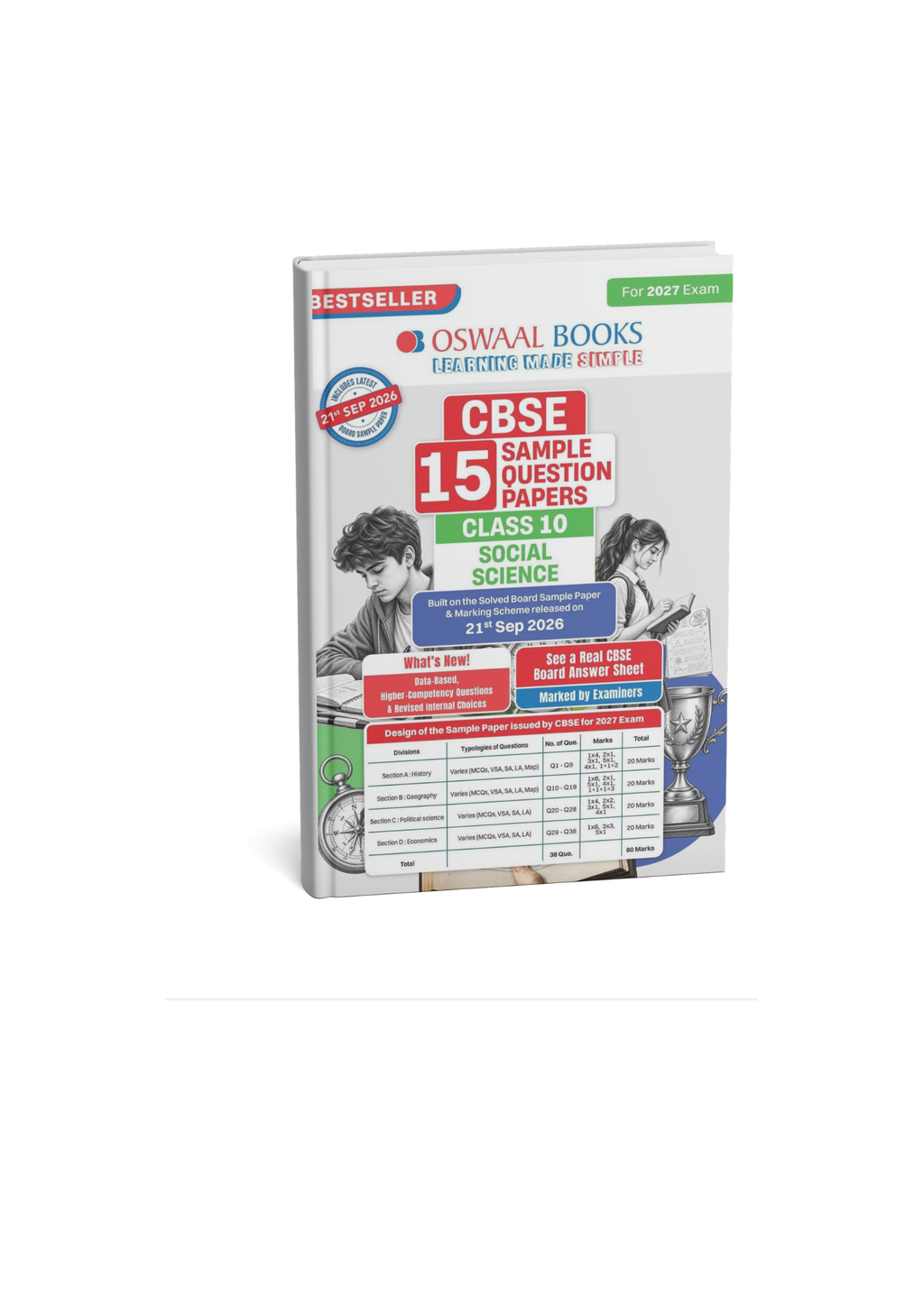 Oswaal CBSE 15 Sample Question Papers Class 10 Social Science Class 10 2027 (English Medium)