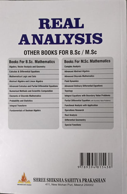 Shree Shiksha Publication Real Analysis by Dr. H.K. Pathak (English)