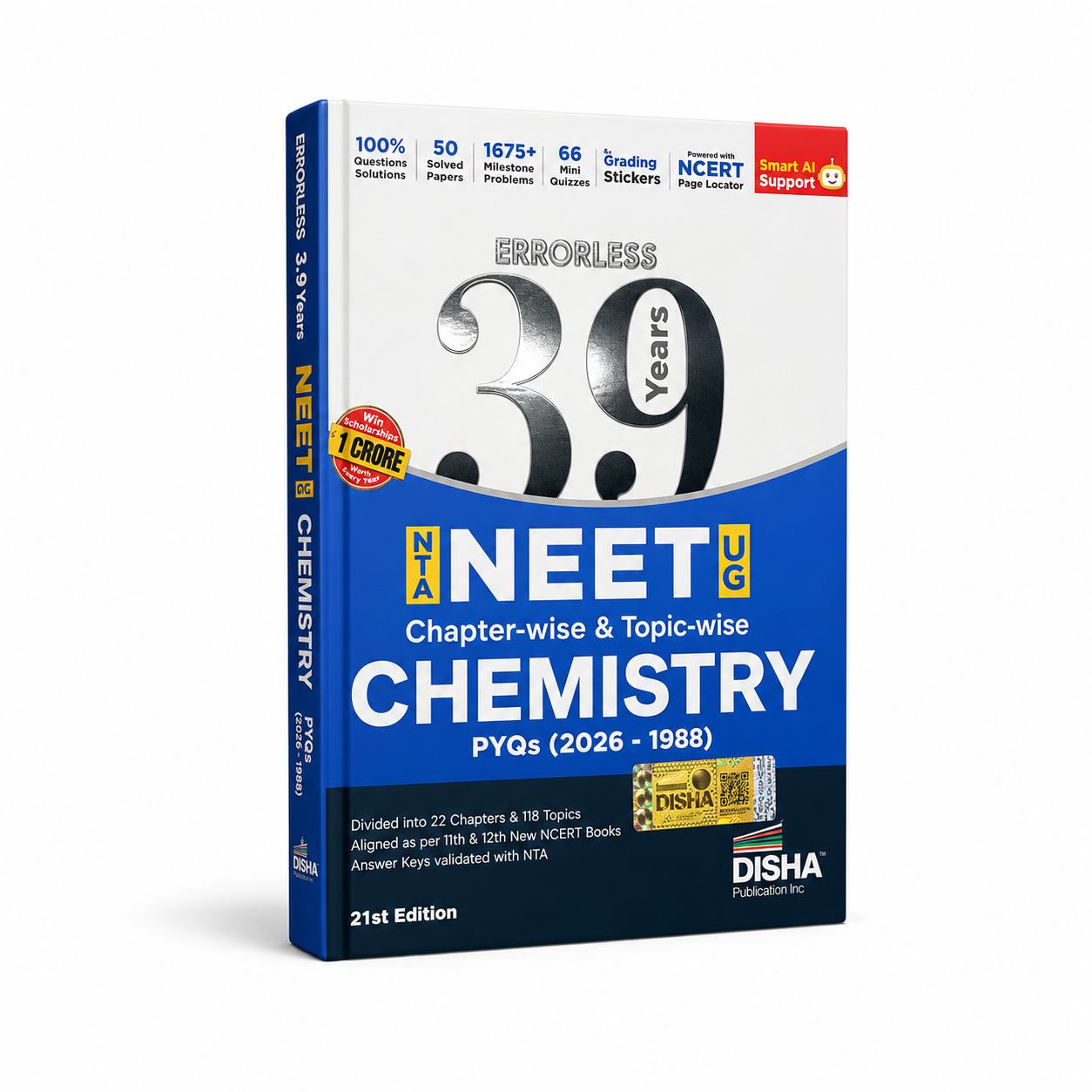 Disha Errorless 39 Years NTA NEET (UG) Chapter-wise & Topic-wise Chemistry PYQ (2026–1988) | 21st Edition NEET 2027 (English Medium)