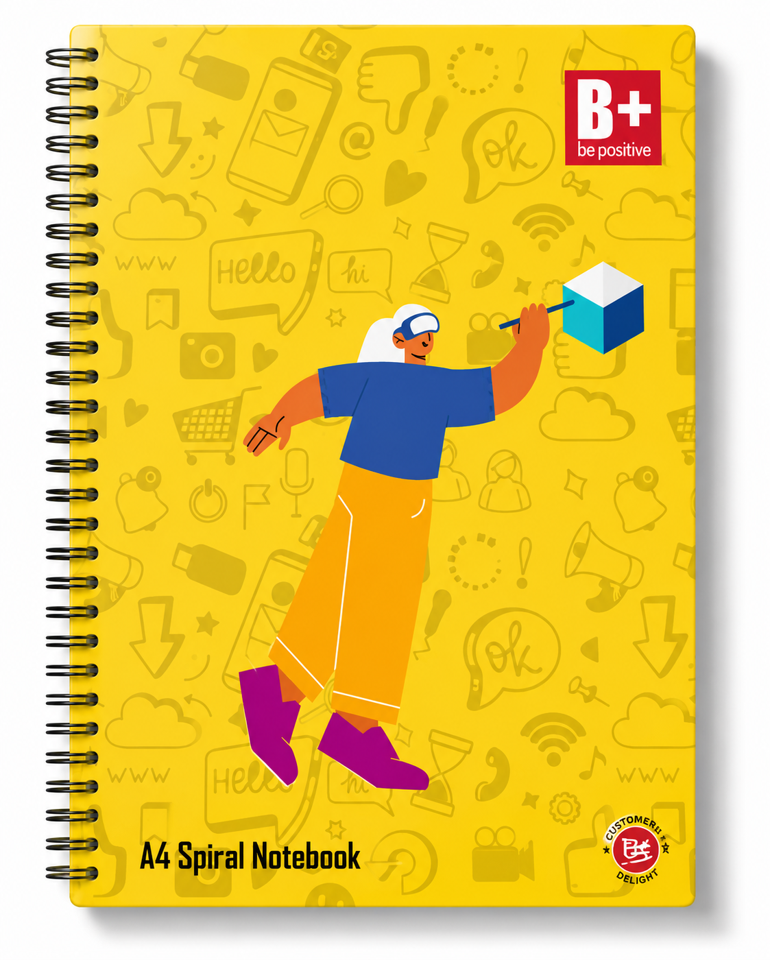 B+ Be Positive A4 Spiral Notebook – 400 Pages (Unruled)
