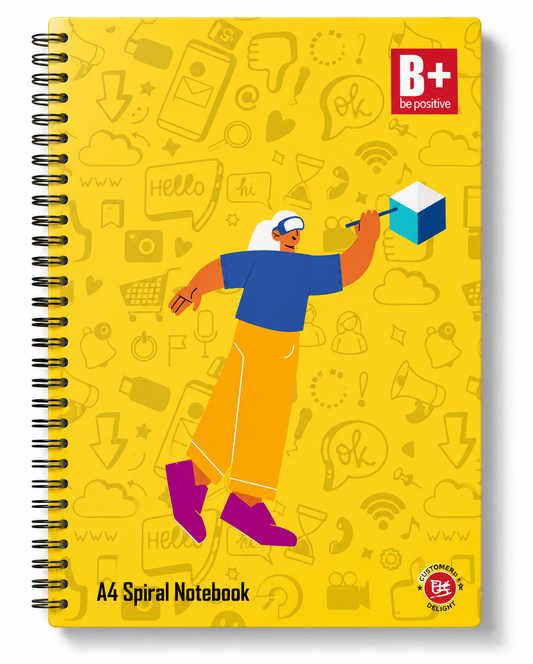 B+ Be Positive A4 Spiral Notebook – 400 Pages (Unruled)
