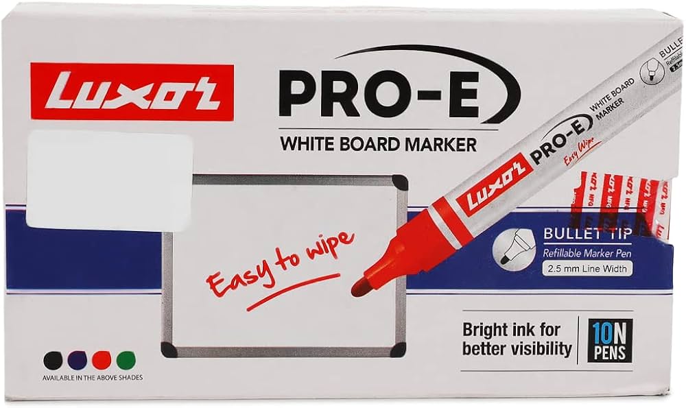 Luxor Whiteboard Marker 10 Unit Red | Bold & Clear Writing Marker