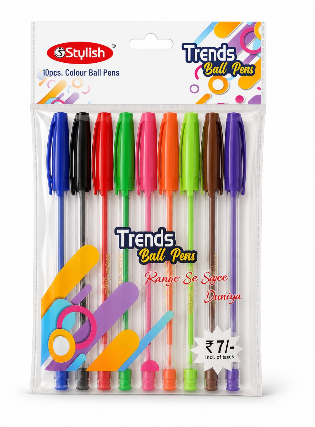 Stylish Trends Colour Ball Pens pack of 10 Multicolor Smooth Writing Ball Pens  for School Office & Students