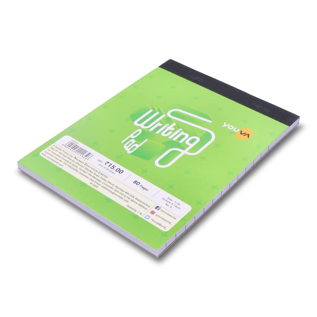 Youva Writing Pad No. 0 – 10.5 × 14 cm (1/16 Size), 80 Pages | Compact Ruled