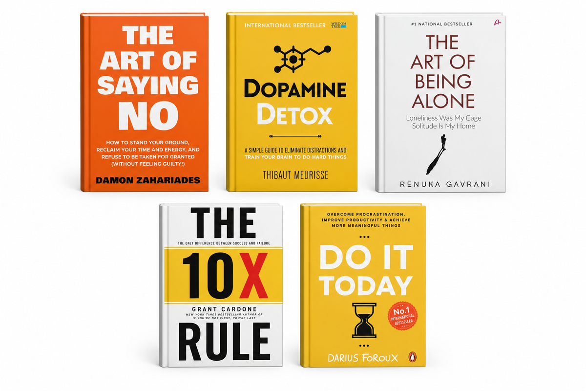 Self Help & Personal Growth Novel Combo – Set of 5 Bestselling Novels Motivation, Productivity & Mindset (English Novel)