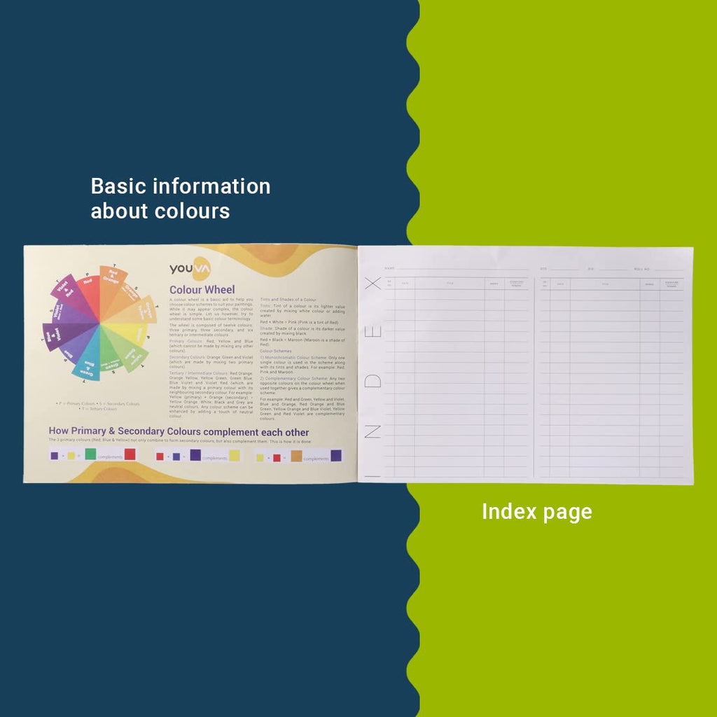 Youva Green Drawing Notebook – 21 × 29.7 cm, 56 Pages | Plain Drawing Paper