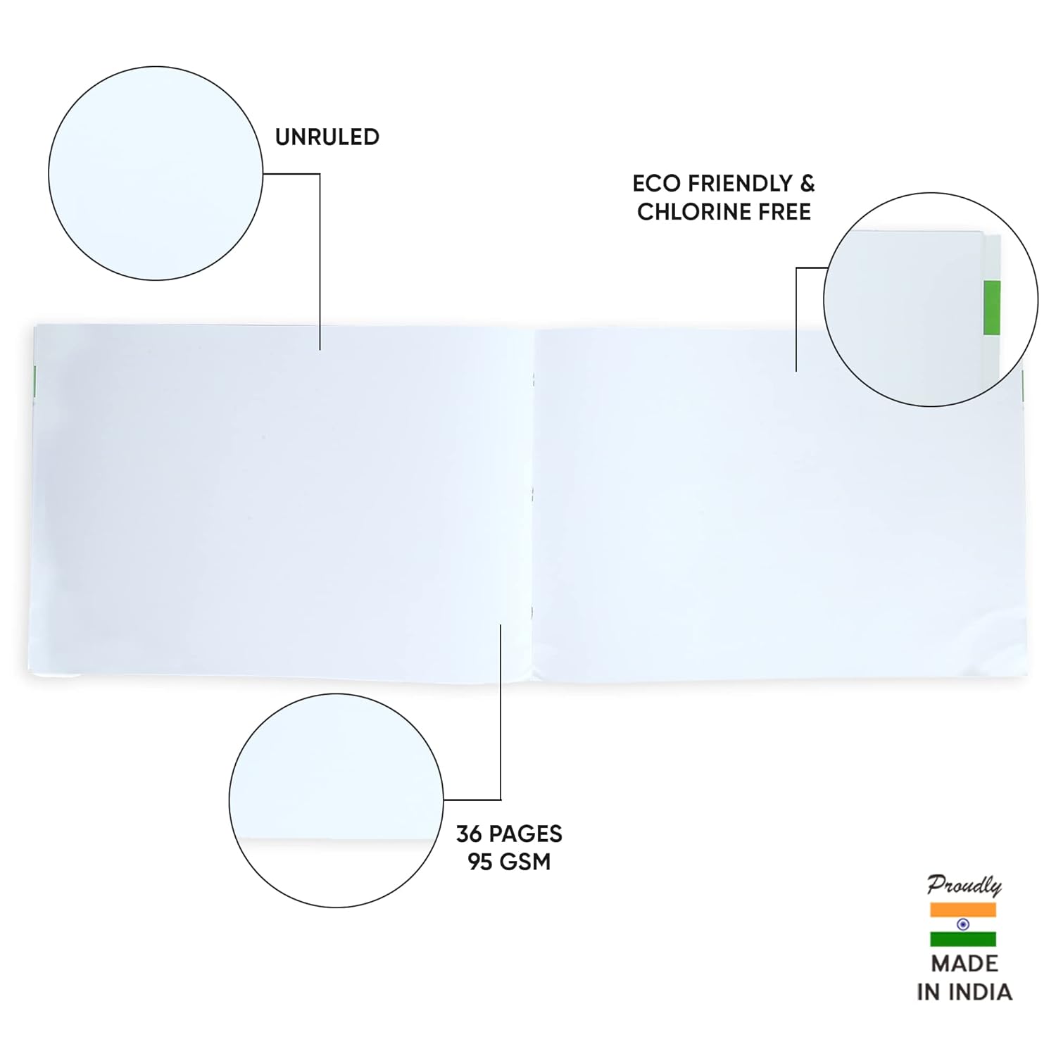 Doms Drawing Book – A4 Size (21 × 29.7 cm), 36 Pages | Plain Drawing Paper