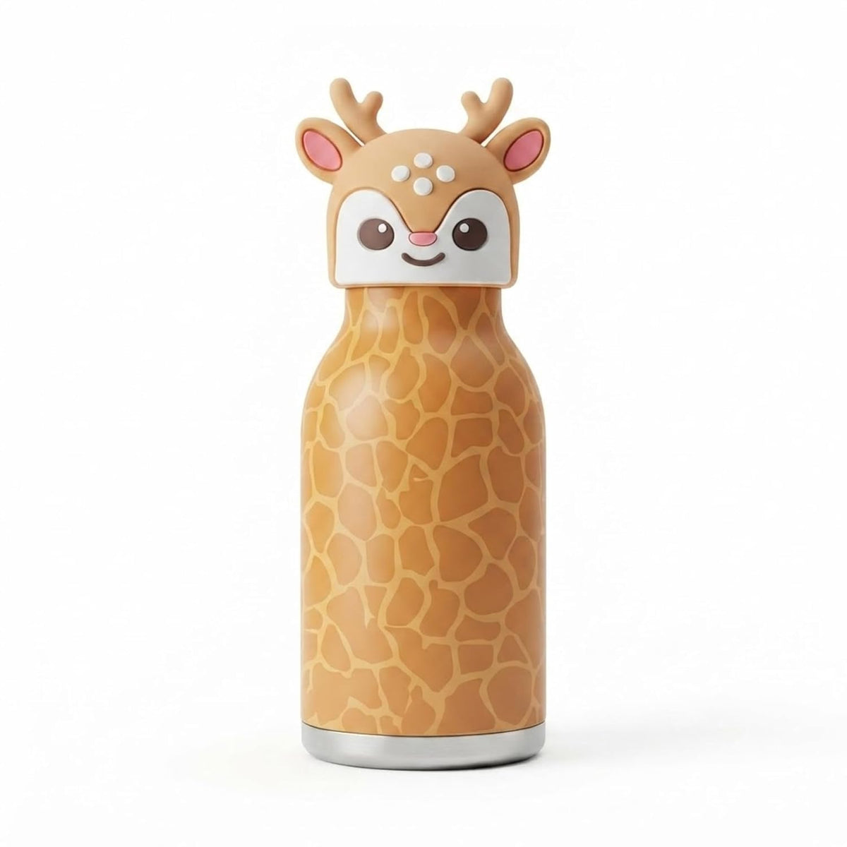 Cute 3D Giraffe Theme Stainless Steel Water Bottle – 280ml