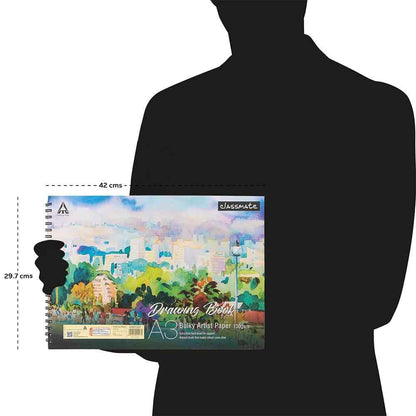 Classmate A3 Bulky Artist Paper Drawing Book – 100 Pages, 130gsm, Spiral Unruled, Art Paper