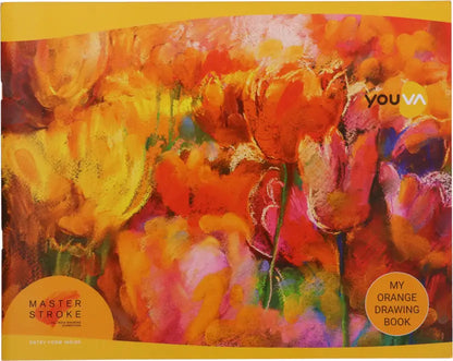 Youva A3 Orange Drawing Notebook – 27.5 × 34.7 cm, 56 Pages | Plain Drawing Paper