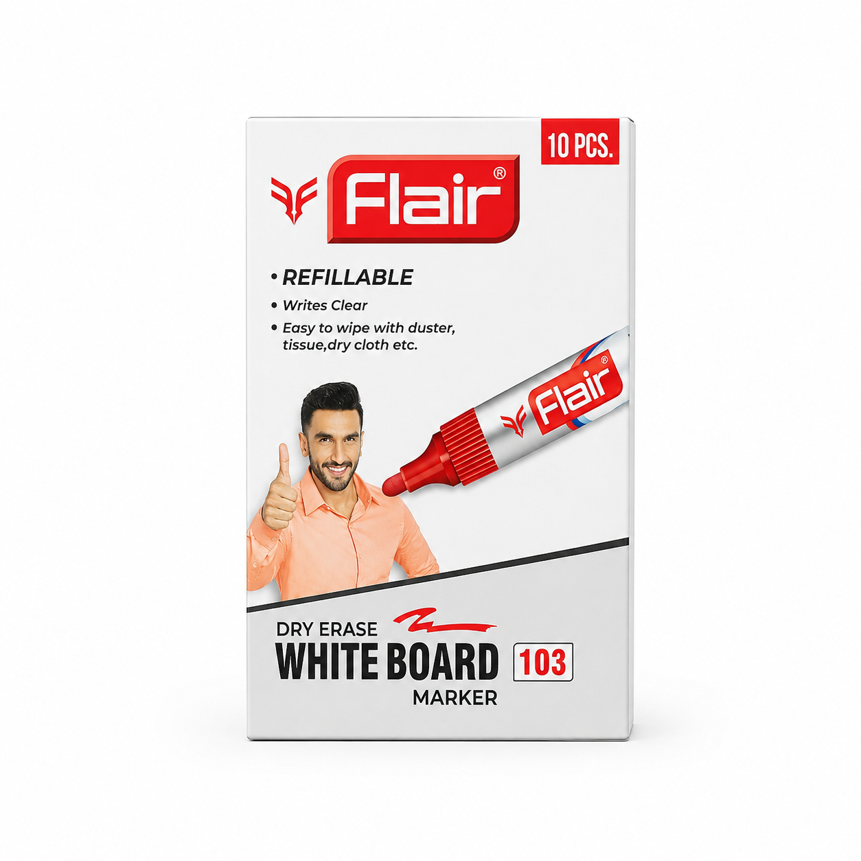 Flair White Board Marker Bold Writing 10 Pieces Red | Bright & Bold Marker