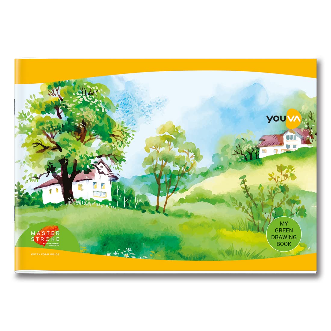 Youva Green Drawing Notebook – 21 × 29.7 cm, 56 Pages | Plain Drawing Paper