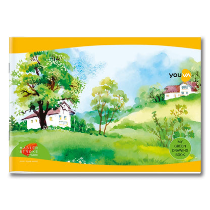 Youva Green Drawing Notebook – 21 × 29.7 cm, 56 Pages | Plain Drawing Paper